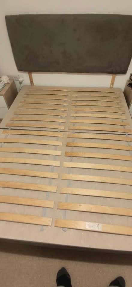Photo of free King Size Bed Grey Velvet (Worcester Park KT4) #3