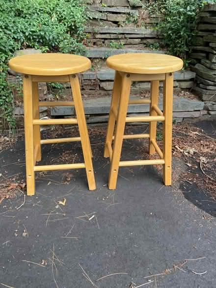 Photo of free Two 21 inch tall wood stools (Simsbury) #3