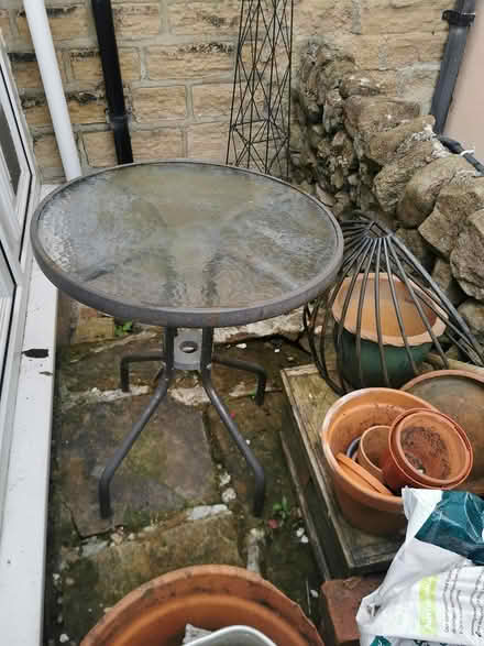 Photo of free Glass top garden table (Wilsden BD15) #1