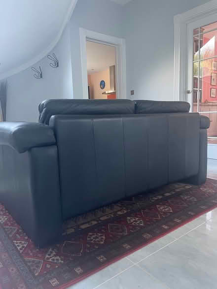 Photo of free Black leather sofa (Combe Down, Bath.) #1