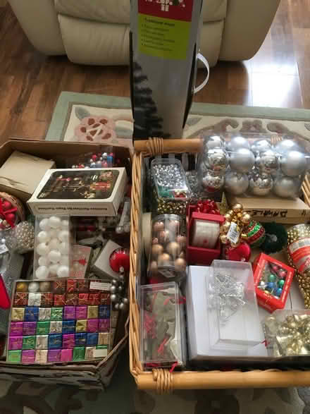 Photo of free Xmas baubles etc and xmas tree (LE2 Aylestone Leicester) #1