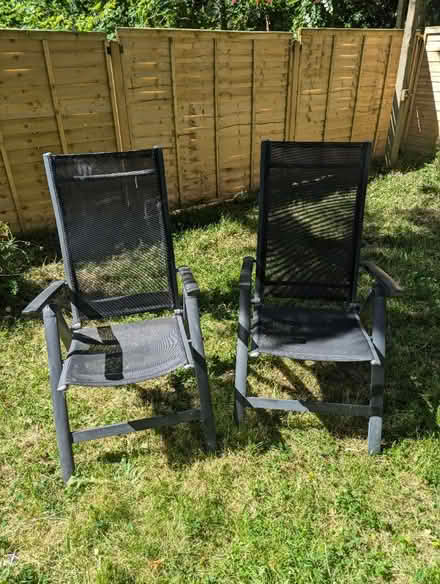 Photo of free 2 black reclining garden chairs (SE23) #1