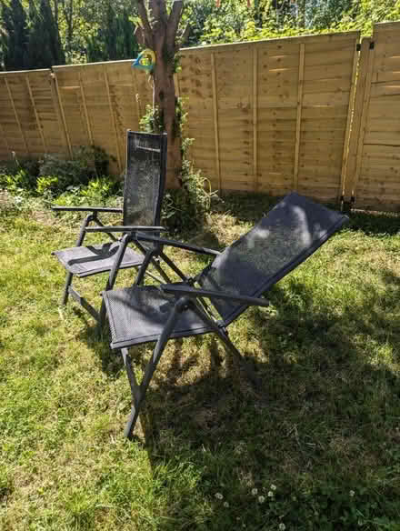 Photo of free 2 black reclining garden chairs (SE23) #2