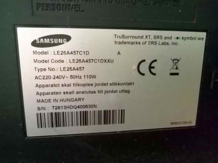 Photo of free Samsung 26" TV remote but no stand (Shipley BD18) #3