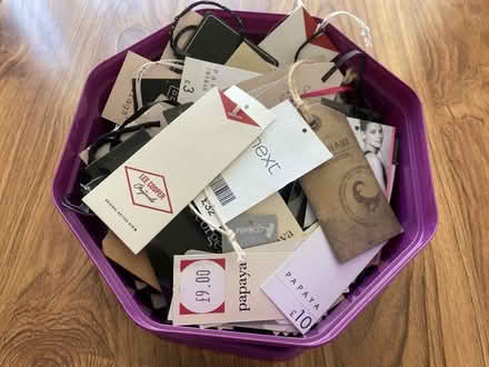 Photo of free Tub of mixed clothing tags (Sewerby YO16) #1