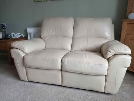 Photo of free Cream Leather Recliner Sofas x 2 (Newick, BN8 4.) #1