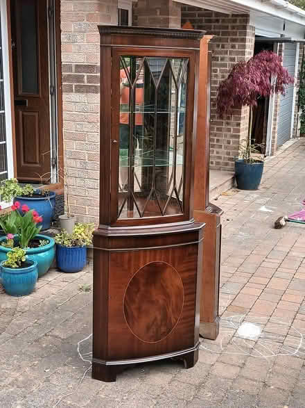 Photo of free Pair of corner display cabinets (with lights and keys) (Bagshot GU19) #1
