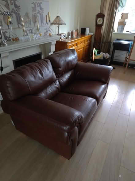 Photo of free Brown Leather 2 Seater Sofa (Upminster RM14) #1