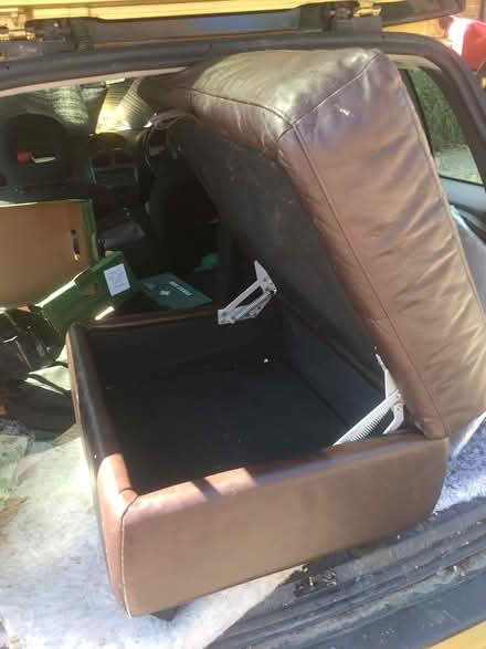 Photo of free Brown leather look pouffe (wallingford) #1