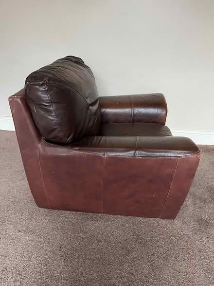 Photo of free Brown leather armchair (Fitzwilliam. WF9) #3