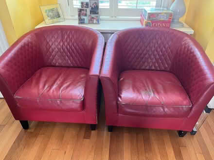 Photo of free Red leather chair pair (NW DC - Crestwood 20011) #1