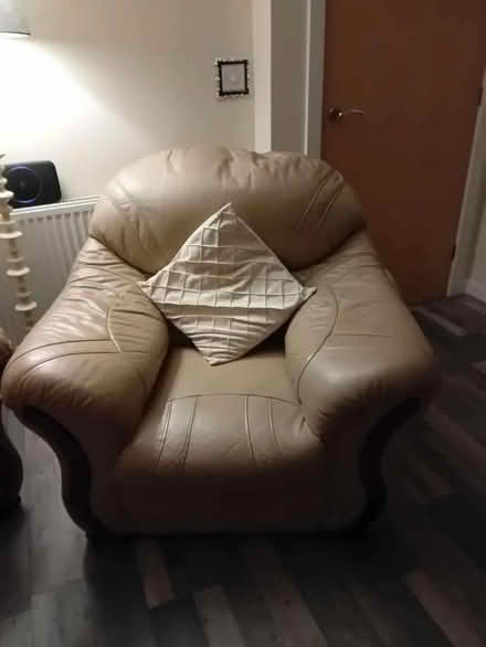 Photo of free Solid Cream Genuine leather 2 piece suite (Moss LL11) #1