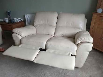 Photo of free Cream Leather Recliner Sofas x 2 (Newick, BN8 4.) #2