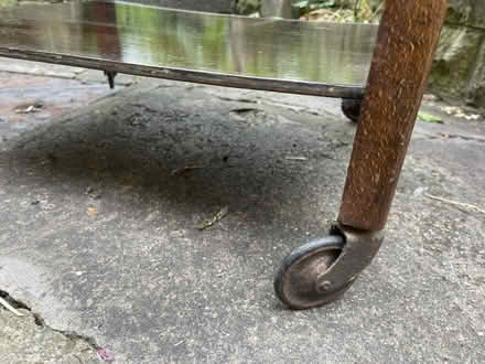 Photo of free Vintage wooden table on wheels (Oxford, near Cowley Rd. Tescos) #2