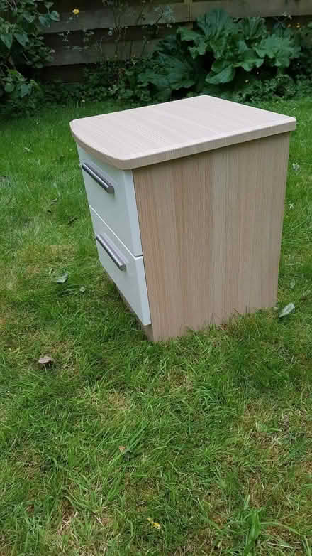 Photo of free Small bedside cabinet - white and beech (AB32) #1