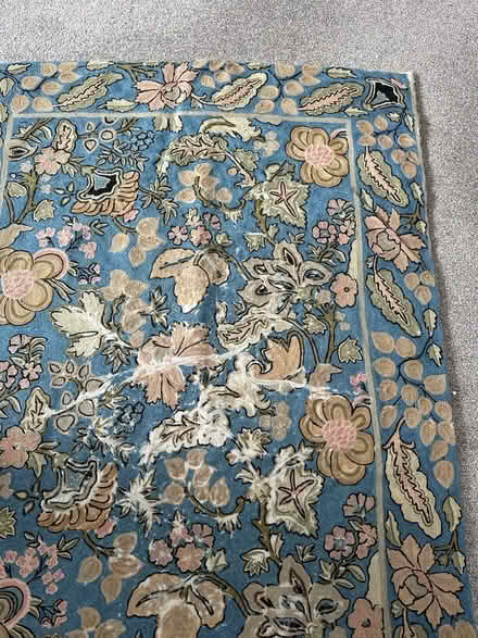 Photo of free Indian chain stitch vintage rug (Burton green) #3