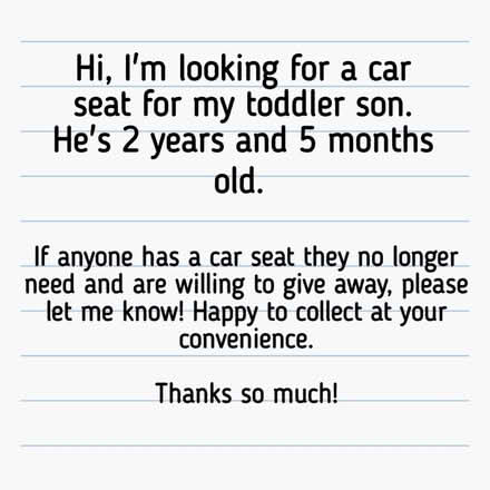 Photo of Car seat for my toddler son (Wyke, Bradford, BD12) #1