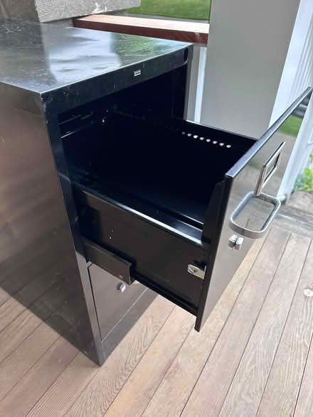 Photo of free Two Drawer Black Filing Cabinet (1117 SE 41st Avenue) #1