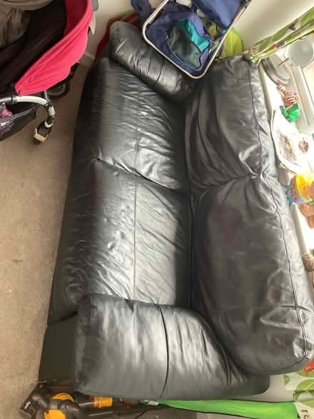 Photo of free Black leather sofa (Bury BL8) #2