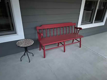 Photo of free Red bench and small matching table (Ashburn 20148) #1