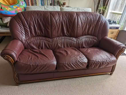 Photo of free Leather-look sofa (Lewes, near Prison/Winterborne) #1