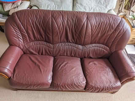 Photo of free Leather-look sofa (Lewes, near Prison/Winterborne) #3