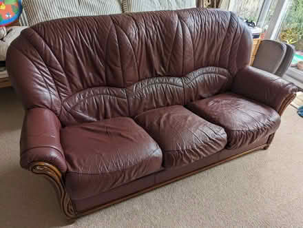 Photo of free Leather-look sofa (Lewes, near Prison/Winterborne) #4