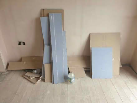 Photo of free Sound blue and fire pink plasterboard offcuts (Steeple Aston OX25) #1