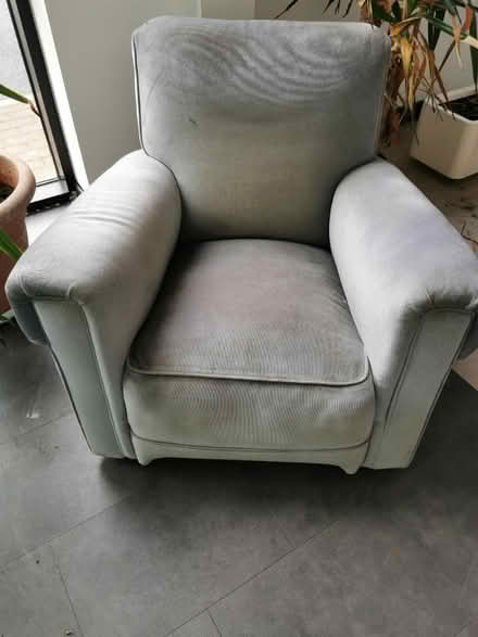 Photo of free Grey velvet armchair (BB1) #1