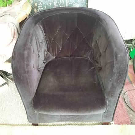 Photo of free Black velour bucket chair (Cashes Green GL5) #2