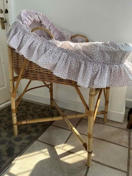 Photo of free Solid wicker crib with stand and new mattress (Abbots Langley WD5) #1