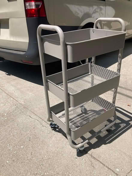 Photo of free small metal shelving unit on wheels (Silver Lake Blvd.) #1