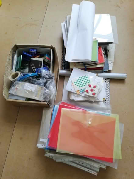 Photo of free Large box of pens, stationery, folders, paper and the like (Bradleys Both BD20) #1