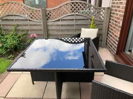 Photo of free Garden table with 2 chairs (Grange Park WA10) #2