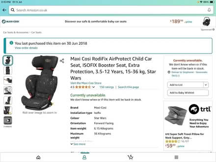 Photo of free Car seat - Star Wars brand / maxi cosi (Sevenoaks TN13) #2