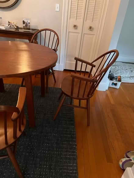 Photo of free 44” round wooden table & 4 chairs (Waban) #2