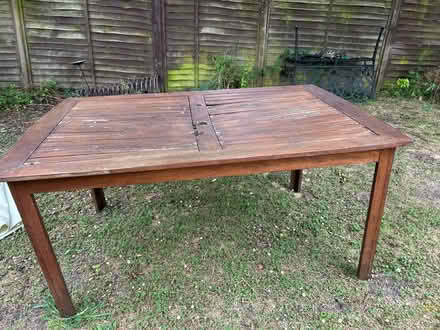 Photo of free Outside wooden patio table (Rowsham HP22) #1