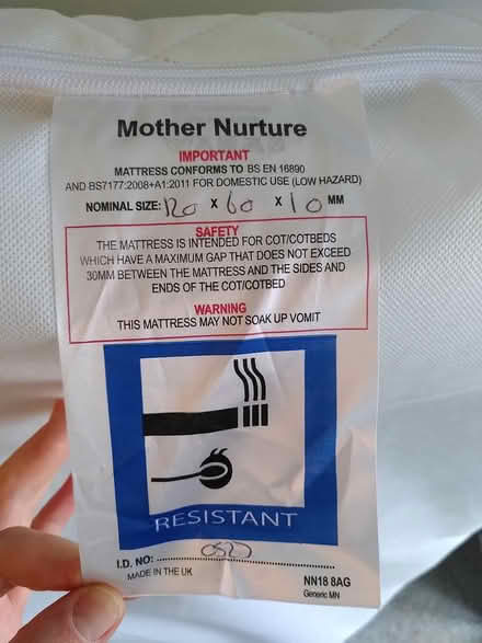 Photo of free Old cot mattress (billericay CM12) #3