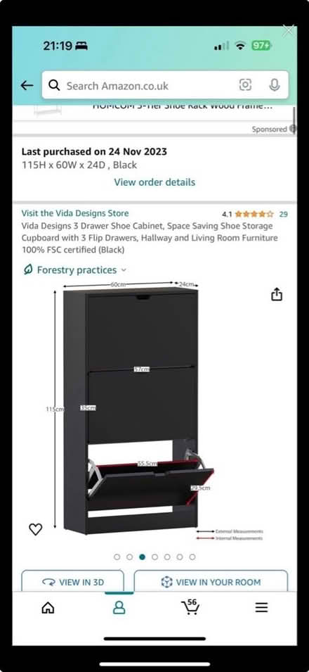 Photo of free 3 drawer shoe cabinet (Whitton) #4