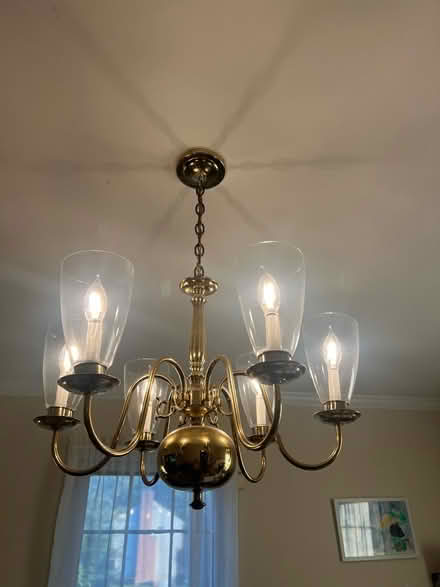 Photo of free Chandelier- brass colored/plated (Clinton NJ) #3