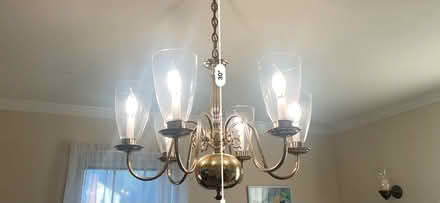 Photo of free Chandelier- brass colored/plated (Clinton NJ) #1