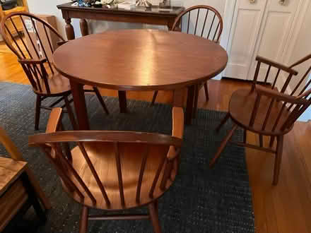 Photo of free 44” round wooden table & 4 chairs (Waban) #3