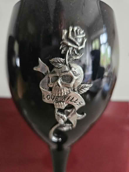 Photo of free Black wine glass with silver skull (Reading RG1) #2