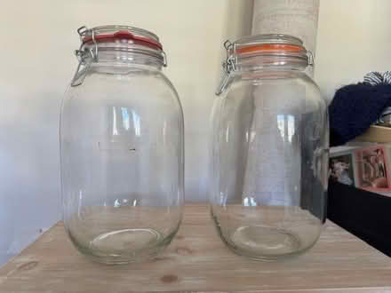 Photo of free 2 Mason/Kilner Jars approx 1 litre in size (Oxshott KT22) #1