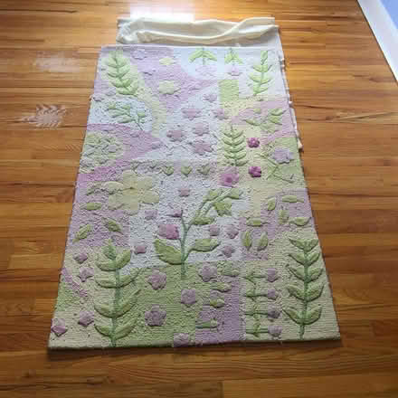Photo of free Purple and green flowered area rug (Whitinsville, MA) #1