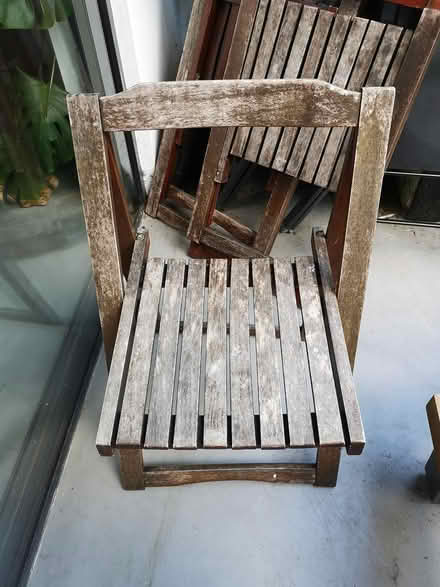 Photo of free Wooden garden chairs (Gidea Park, RM2) #2