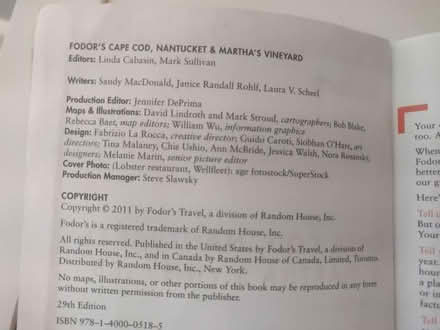 Photo of free Fodor's Cape Cod guide book (Old Ottawa south) #3