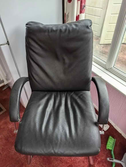 Photo of free Black leather office chair (Staines, TW18) #1