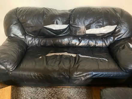 Photo of free Black leather 2 and 3 seater sofa (M16 trafford) #2