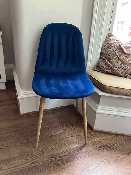 Photo of free Blue velvet desk / dining chair (Dupont Circle) #1